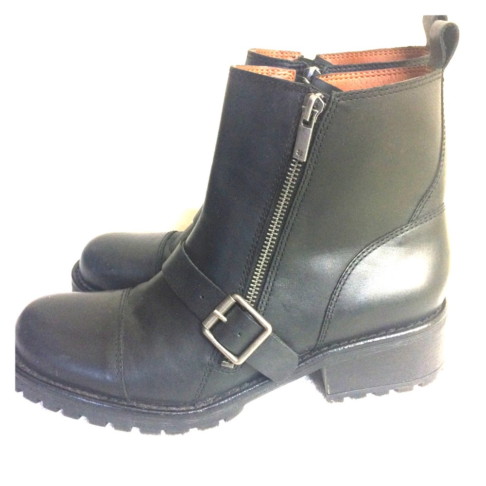 Lucky Brand Black Leather Ankle Boots Women’s 10